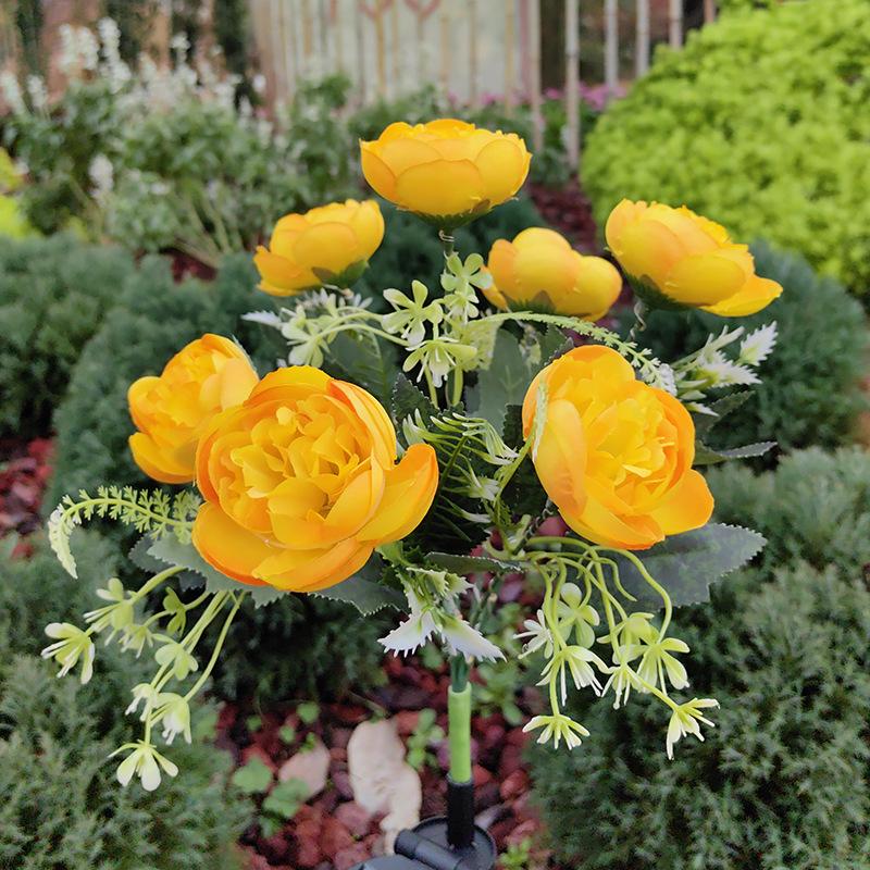 

Солнечные фонари в виде пионов 7 бутонов 42 светодиода искусственные цветы солнечный садовый свет жёлтый