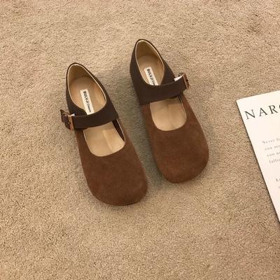 Shallow Mouthed Flat Sole Single Shoe for Women New Spring and Autumn Soft Sole Bean Shoes Round Toe Retro Mary Jane Shoes