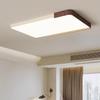 Full Spectrum LED Ceiling Lamp - Wabi-Sabi Style Retro Walnut Rectangular Light for Bedroom and Living Room.