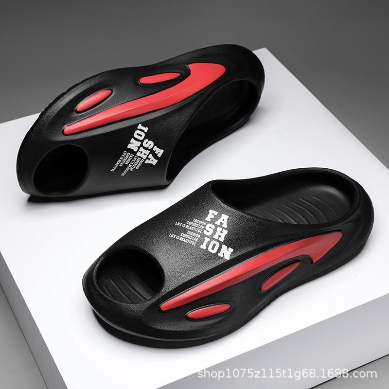 

Couples summer casual wear thick-soled cool slippers fashionable soft-soled beach versatile one-word drag 36-37 чорний