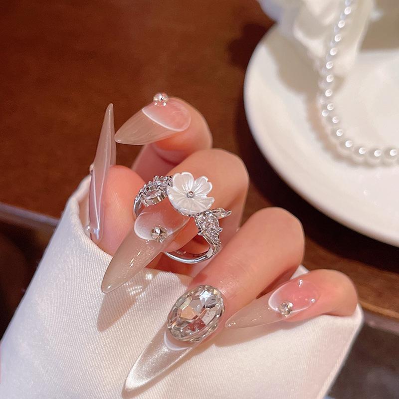 Gentle Camellia Flowers Imitation Pearl Rings for Women Girls 2026 New Trendy Silver Color High Flower Rings Jewelry Accessories