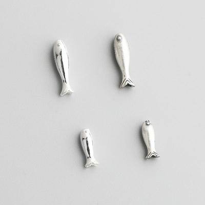 Contas Espaçadoras de Prata de Lei S925 Thai Vintage Peixinho Pequeno para Joias e Acessórios DIY Feitos à Mão