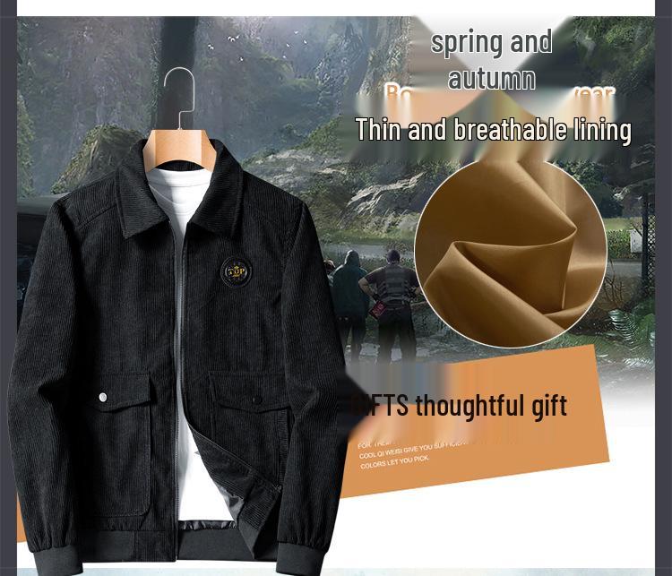 Men's 2025 Corduroy Lamb Wool Coat - Velvet Lined Cotton Winter Jacket