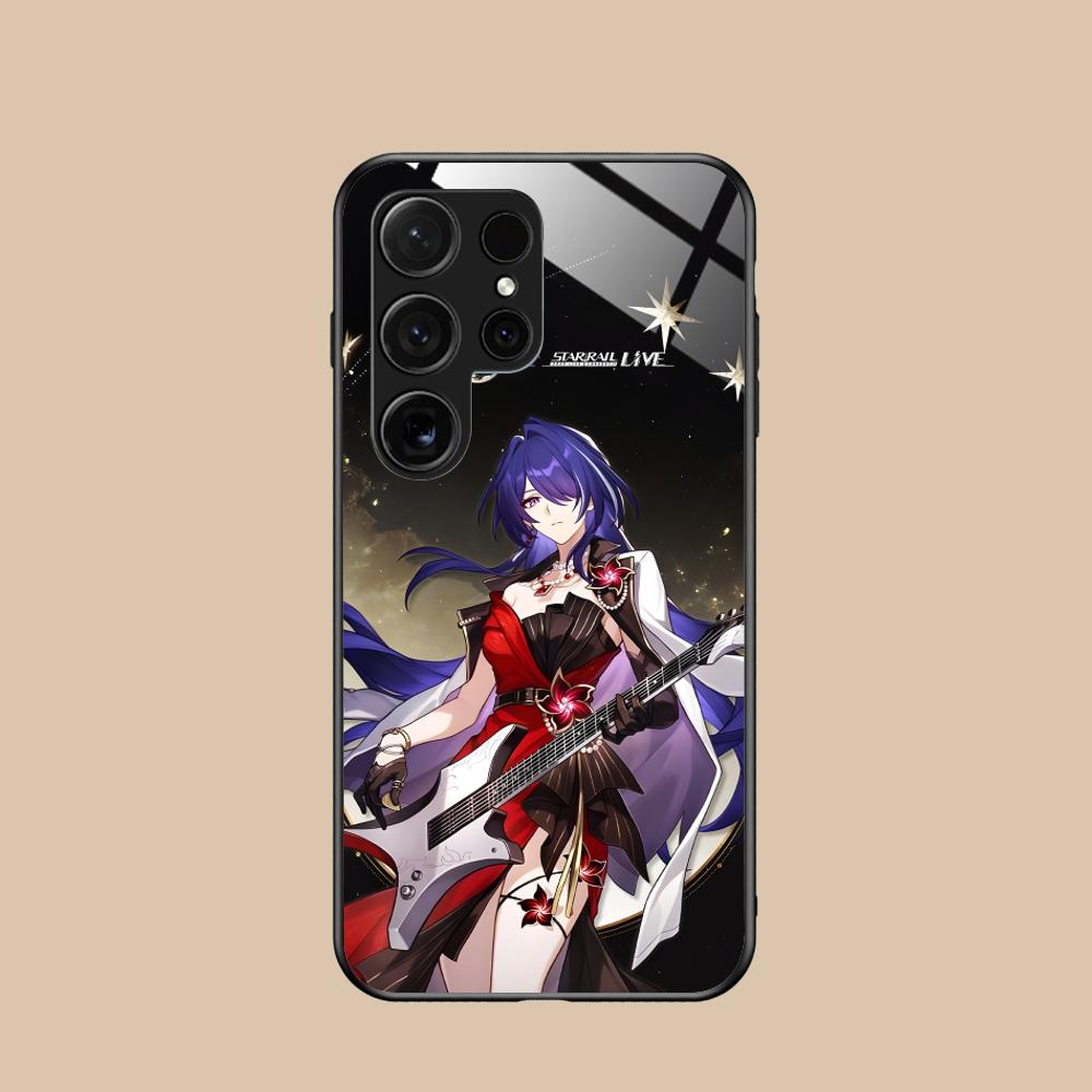HSR Acheron Glass Mobile Phone Case for Samsung Galaxy S26 S25 S24 S23 S22 S21 S20 Note20 Plus FE Ultra Colorful Cover