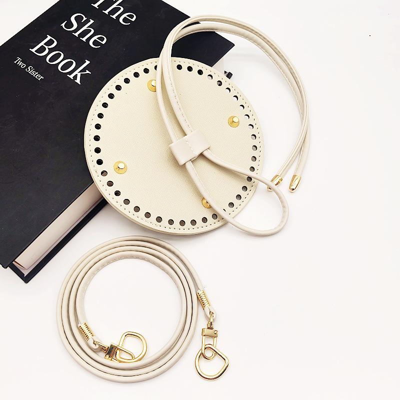 3-Piece DIY Handmade Woven Bucket Bag Set: PU Material Bottom Plate, Drawstring, and Shoulder Strap Accessories