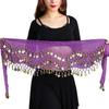 Belly Dance Hip Scarf, Women's Chiffon Belly Dancing Scarf with 128 Coins for Yoga Class