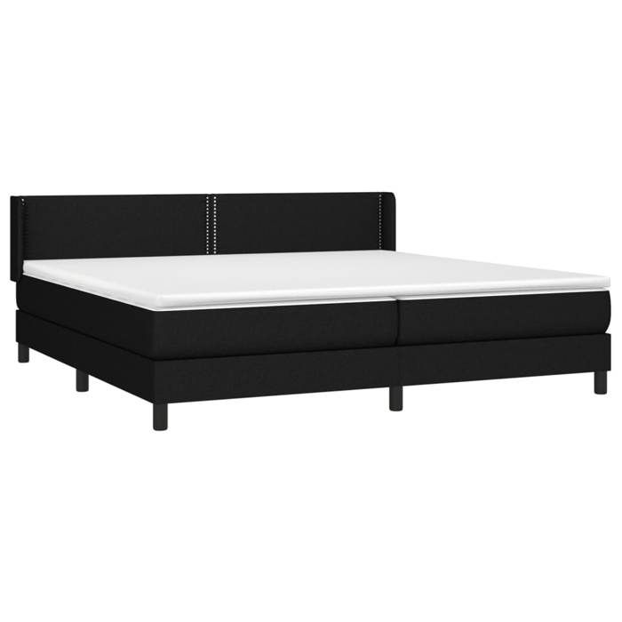 3129659 vidaXL Lit à sommier tapissier avec matelas Noir 200x200 cm Tissu