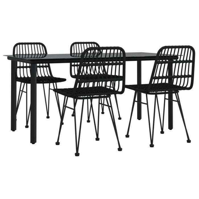 3157897 vidaXL Garden Dining Furniture 5 Pcs Black Wicker