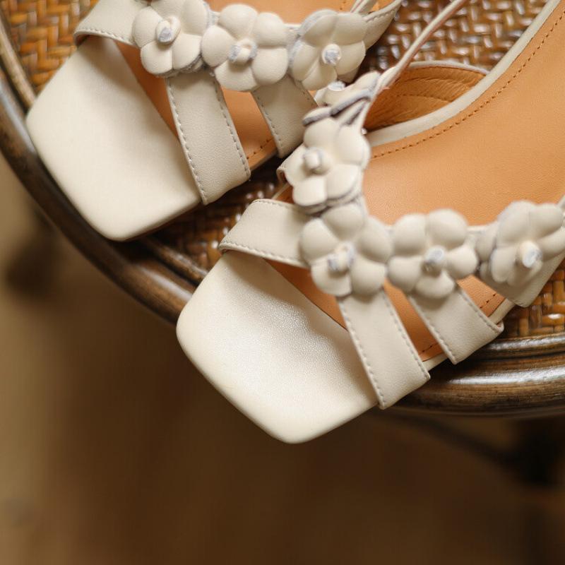 Summer women's low-heeled one-word sandals women's Korean version solid-color rear-empty flat-soled sandals non-slip beef tendon soles large-size wo