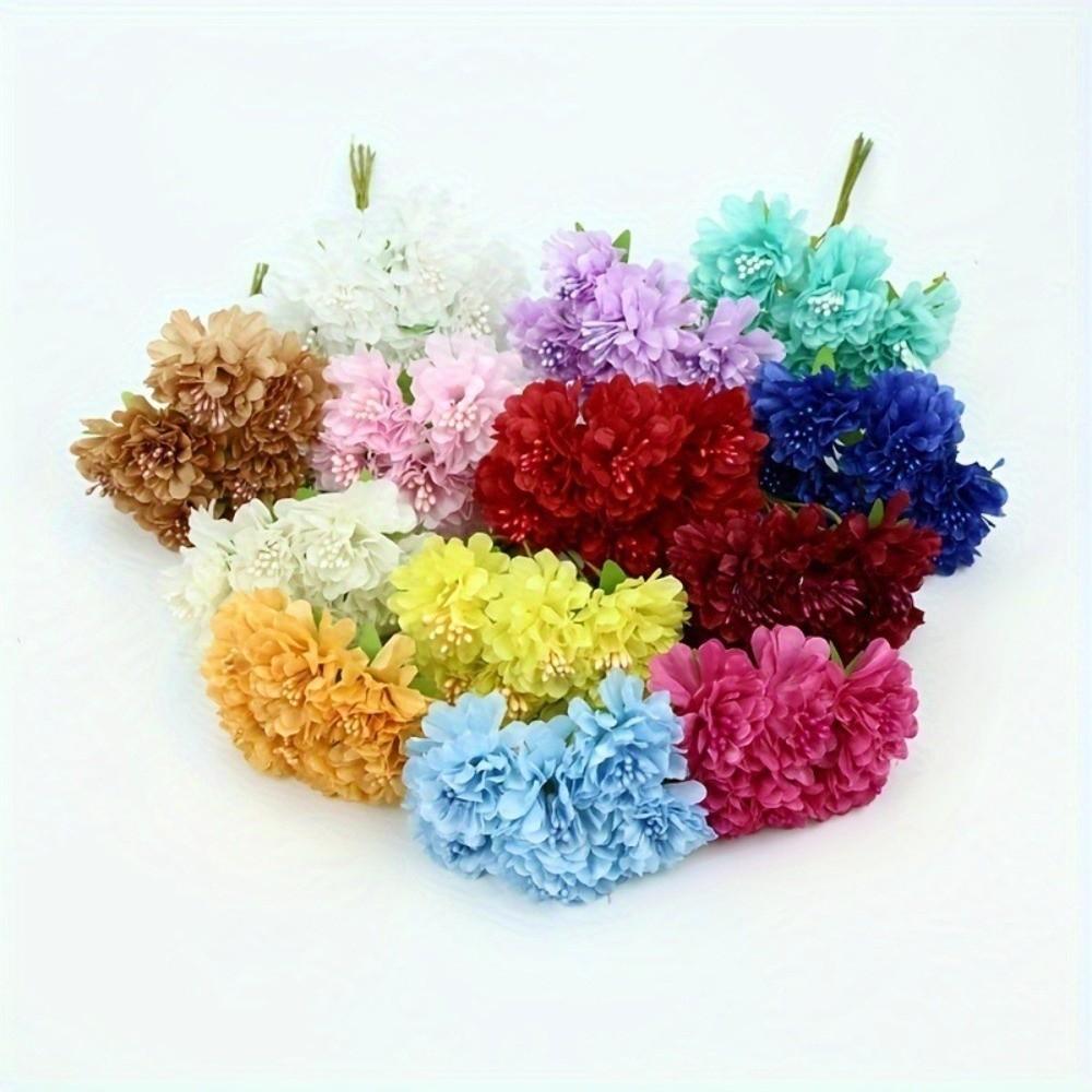Fashion 6 Heads Artificial Carnation Bouquet Silk Small Bundle Hydrangea Bouquet Soft Realistic Flower Bouquet Gift Bouquet