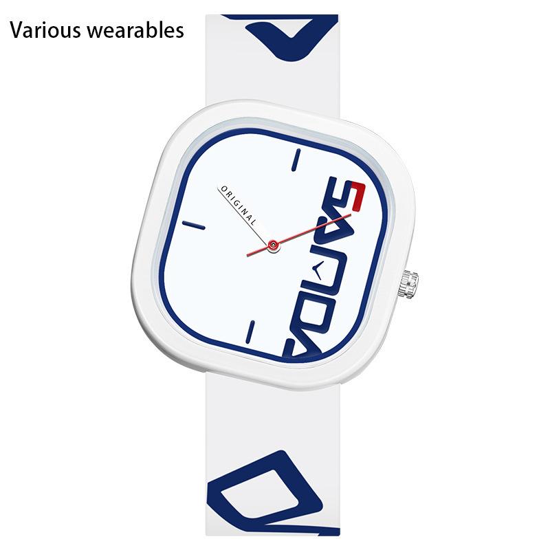 New Silicone Strap Irregular Square Watch for Boys and Girls  Trendy  Cool  Simple and Personalized Children's Watch