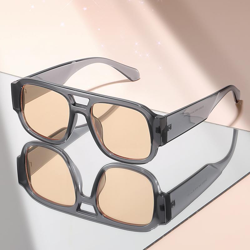 Retro Double-beam Square-framed Sunglasses for Travel, Parties, Daily Wear and Photography Decoration
