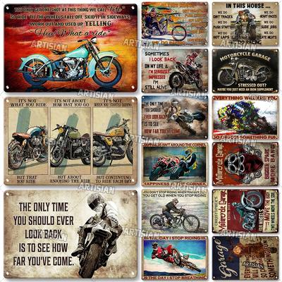 ARTISIAN Oficina de Motocicletas Enferrujada Parede Sinal de Lata de Metal Placa Decorativa Vintage Caverna do Homem Placa de Metal Clube Estúdio Decoração Industrial