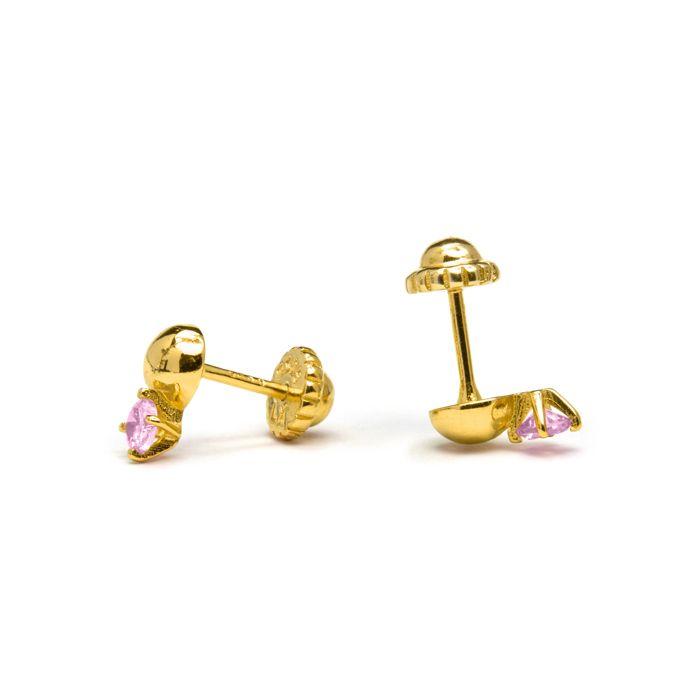 Boucles d'oreilles Luxenter en argent 925 et zircon rose finies en or jaune 18k - Sako