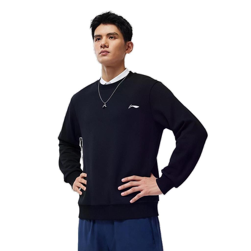 Li Ning Thick Round Neck Loose Pullover Cultural Shirt Warm Fleece Sweatshirt Men Sweatshirt AWDVP89-1