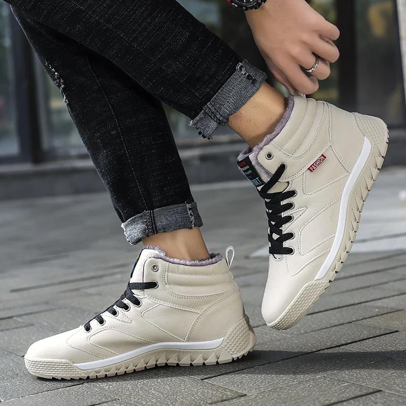 Boots Winter 2024 Fashion Men's Low Help Sneakers Board Shoes Outdoor Anti-skid Warm Cotton Shoes Snow Casual Work Ankle Boots