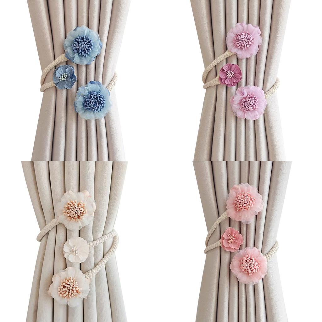 Handmade Flower Curtain Tieback Elegant Decorative Clip Window Drapery Holdback Buckle Tie for Living Room and Bedroom