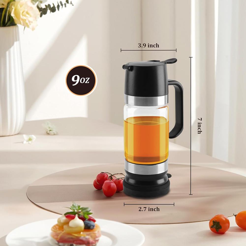 Honey Dispenser No Drip with Base 2026 Upgrade, 12OZ Glass Honey Jar pot with Handle, Syrup Dispenser for Coffee or Tea