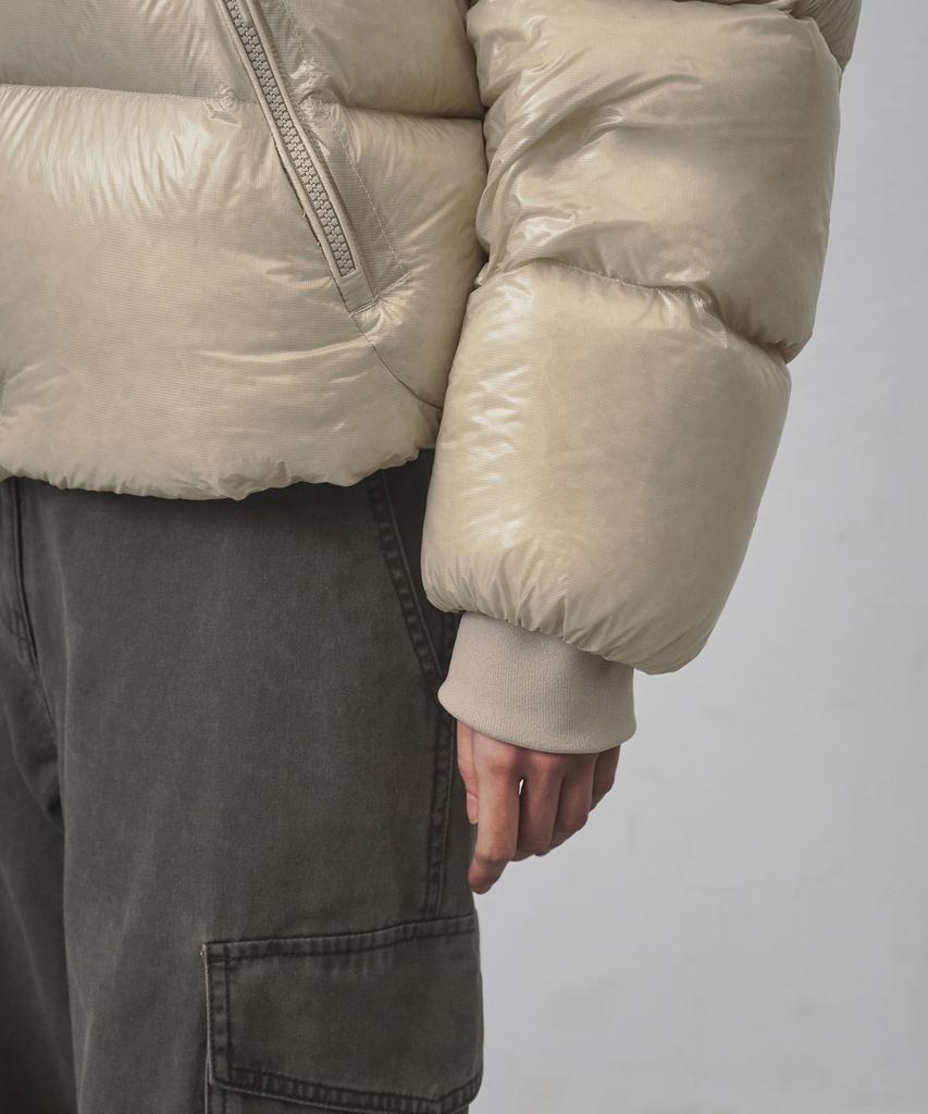MUSINSA STANDARD WOMAN [City Leisure] Women'S Sheer Ripstop Hooded Down Short Padded Jacket [Light Beige]