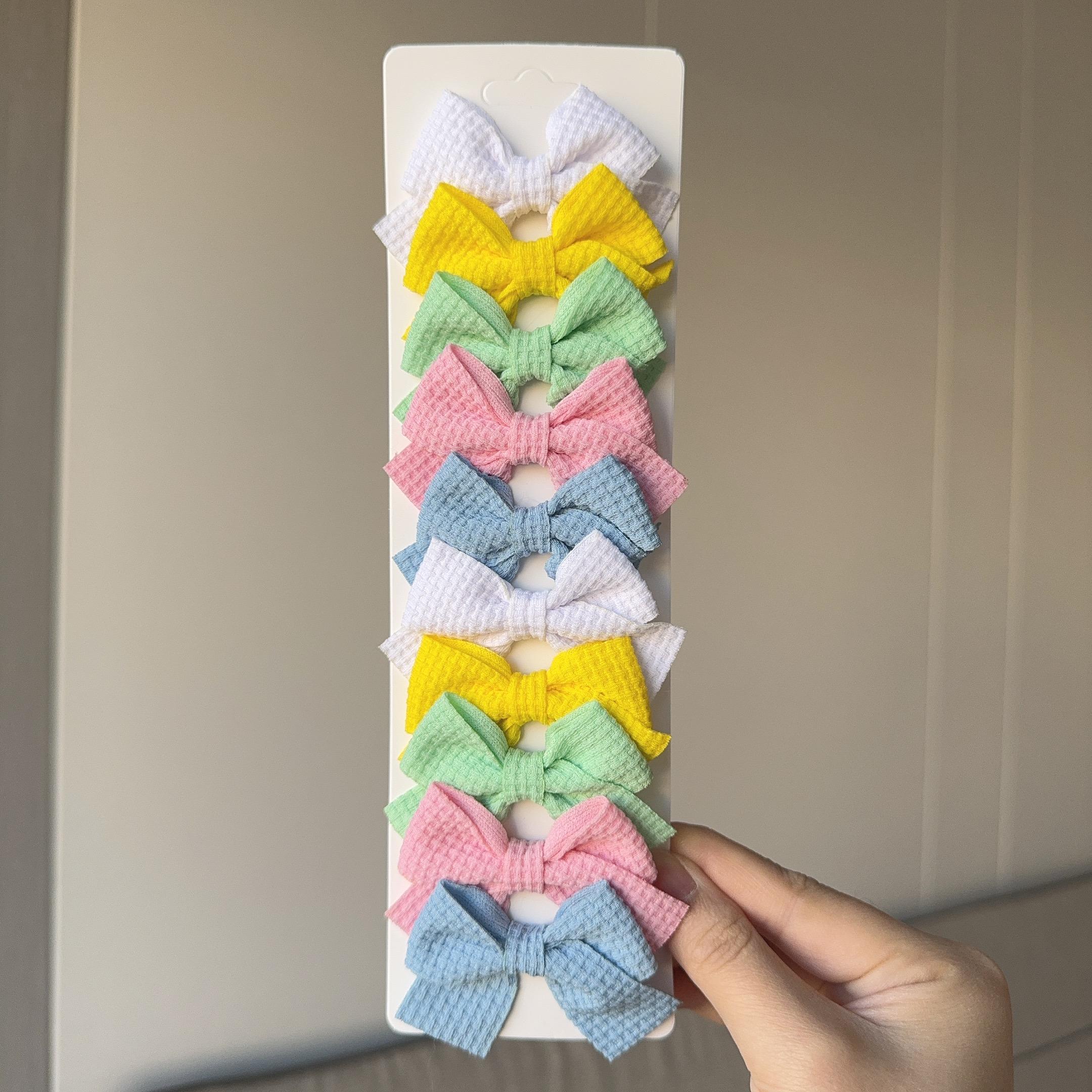 

10 шт./компл. Мягкая хлопковая заколка-бантик для волос для девочек, милая заколка для волос в клетку, однотонная, милая заколка для волос, детские аксессуары для волос