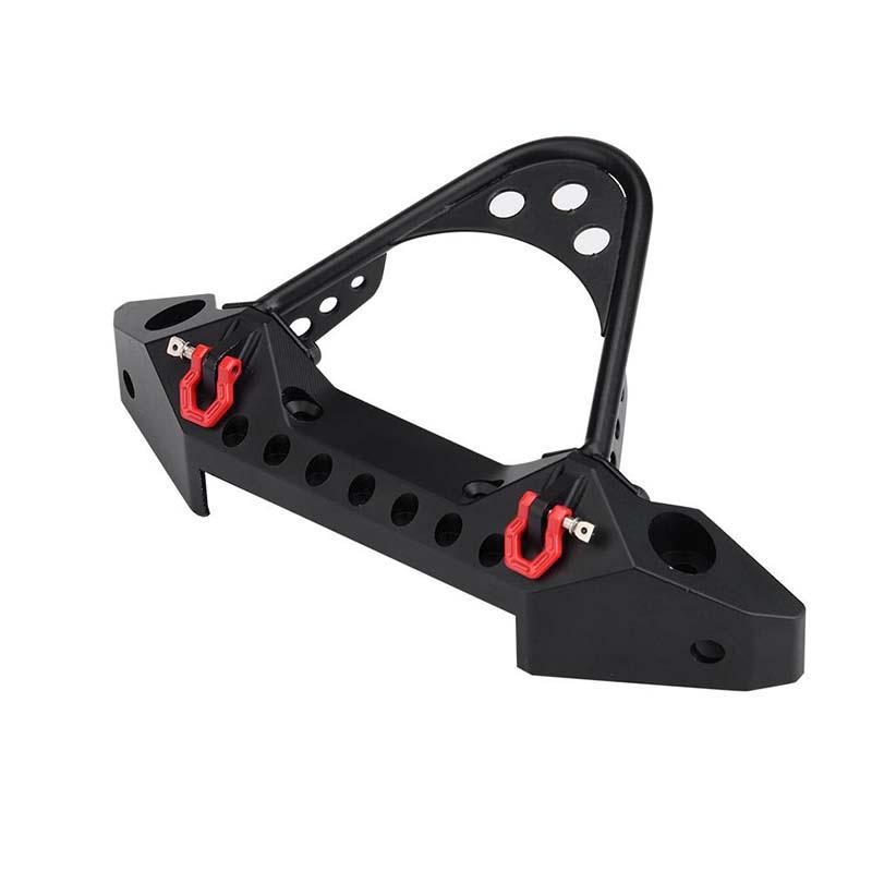 Para-choque Dianteiro de Liga Usinado CNC Preto com Manilha e Luz LED para Traxxas Trx-4 Axial Scx10 Ii Jeep