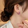 Gradient Enamel Stainless Steel Stud Earrings - Fashionable European Women's Piercing Cuff