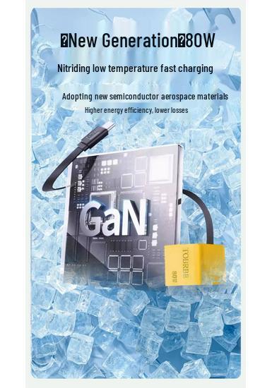 80W GaN Type-C Multi-Port Fast Charger with Magnetic Retractable Cable (US Standard)