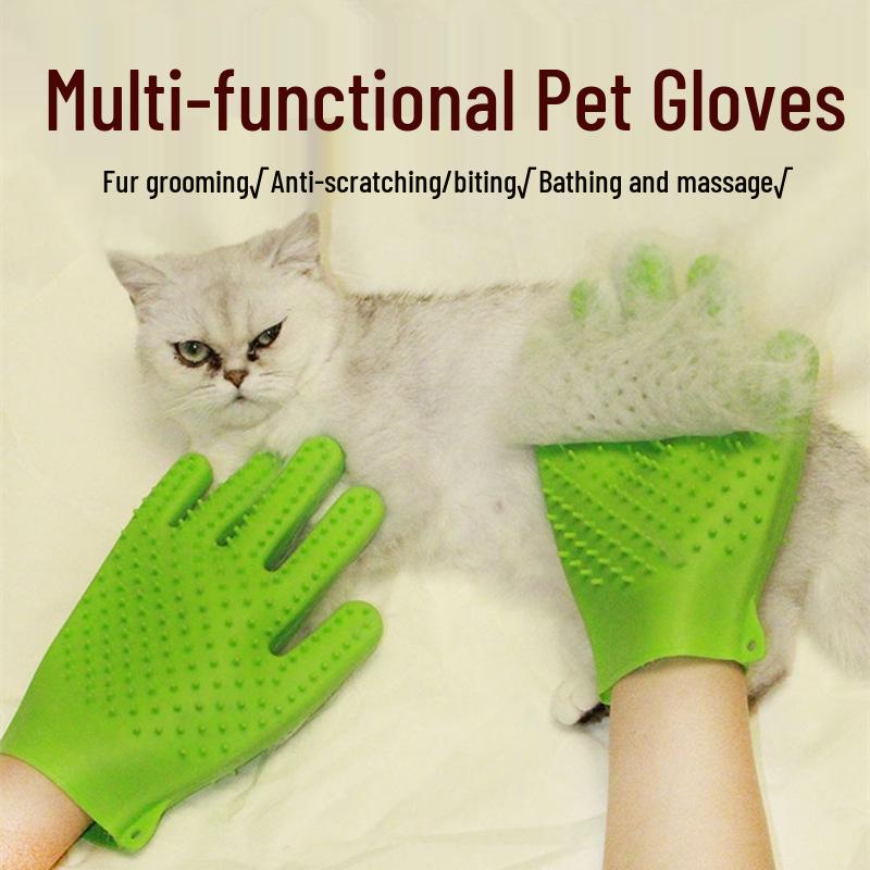 Pet Grooming Silicone Bath Glove: Cat & Dog Fur Removal, Scratching, Cleaning Brush.