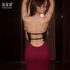 Deep Velvet Nightdress Sexy Pure Desire High Split Cheongsam Sexy Underwear Burgundy Slit Pure Desire