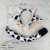 Cartoon Plush Cow Ears Horn Headband with Small Bells Ribbon Bow Anime Lolita Hair Hoop Kawaii Animal Party Cosplay Costume Girl