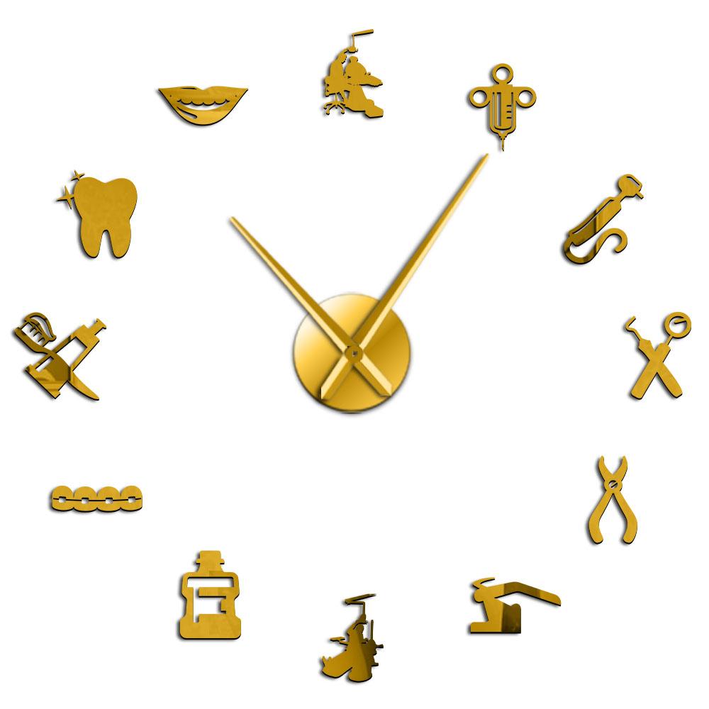 Orologio da Parete Gigante Fai-da-te Dentista Orologio da Parete Sovradimensionato Dottore Dentale Lancetta Grande Specchio Decorazione Studio Dentistico Regalo per Dentista Arte del Dottore