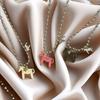 Colliers pendentifs LATS Couleur Blanc Noir Vert Bleu Rose Émail Cheval Colt Chaîne de Perles en Alliage Plaqué Argent Chokers