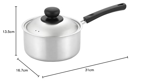 Yoshikawa Stainless Steel Saucepan, 16cm, 1.6L Capacity, CookEasy, Made In Japan, Gift Wrapping Available, SJ3319