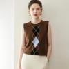 2025 A/W Women's Cashmere Diamond Pattern Sleeveless Knit Sweater Vest