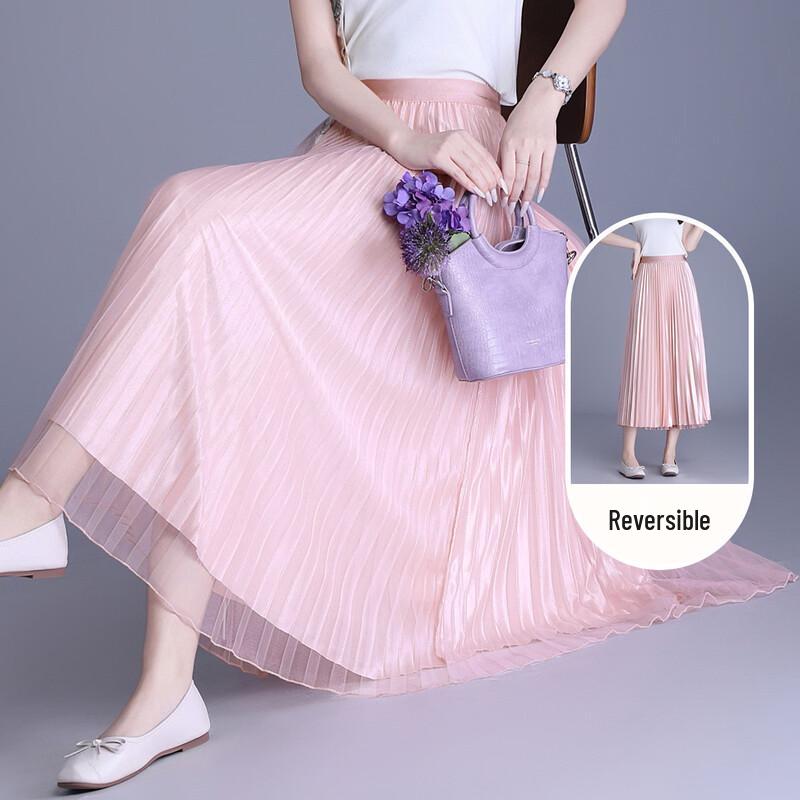 Sweet Reversible Pleated Mesh A-Line Skirt