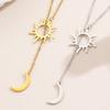 Sun And Moon Necklace for Women Plated Y Necklace Stainless Steel Hypoallergenic Jewelry Gift for Birthday Valentine's Day