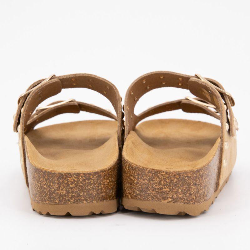 Mules semelle épaisse beige avec clous gold Femme I AM