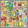 50 Pcs Cute Cartoon Sauce Stickers for Refrigerator, Thermos, Earphones & Hair Decoration