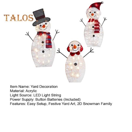 3 ks osvětlené vánoční dekorace sněhuláka Venkovní 2D rodinná sada sněhuláka Rozsvítí se Zimní ozdoba sněhuláka pro zahradní výzdobu trávníku