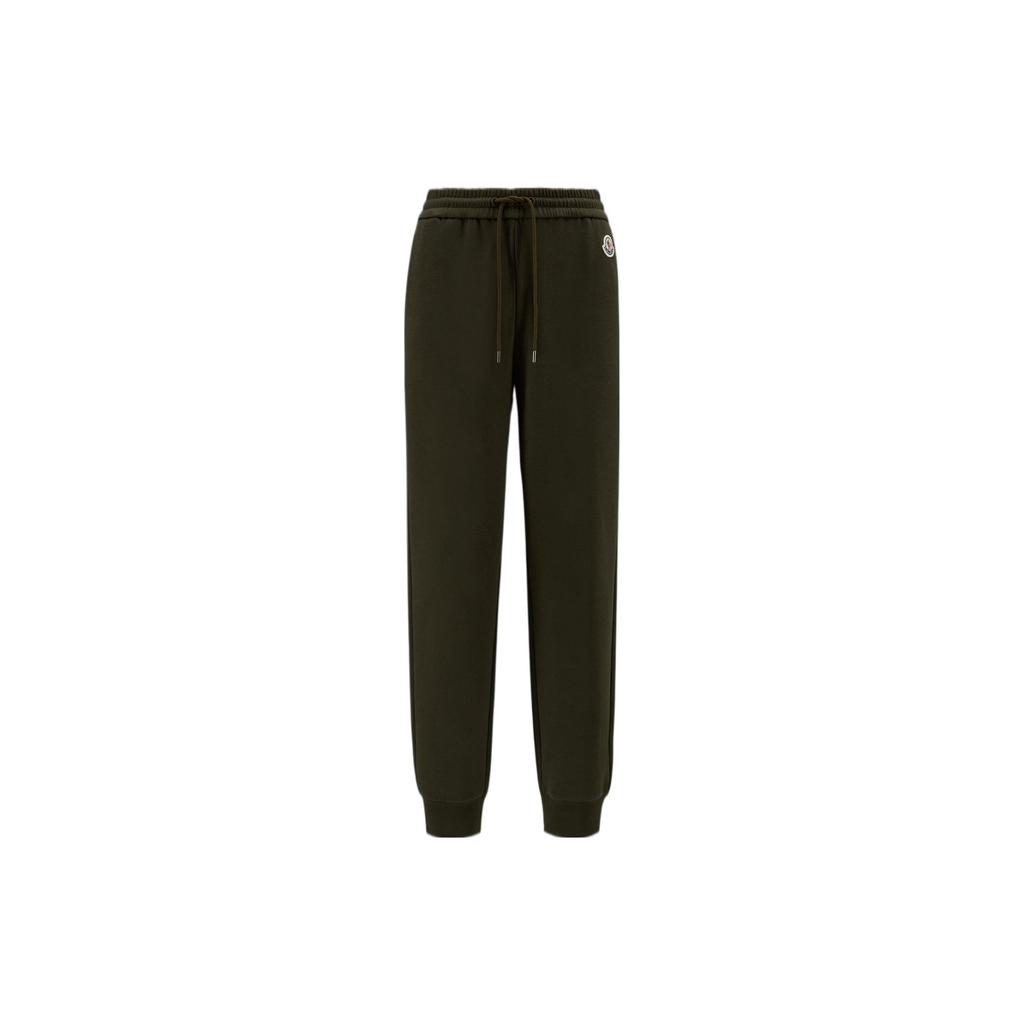 Moncler FW22 Solid Color Badge Logo Drawstring Cuffed Sweatpants Women bottoms Green H20938H00012809LC833
