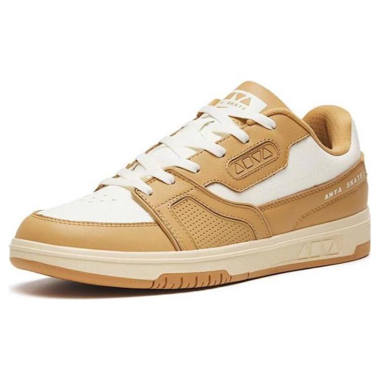 New Anta Qiuyou Slip-Resistant Cushioning Wear-Resistant Low-Top Skateboard Shoes White Brown 112248026-2