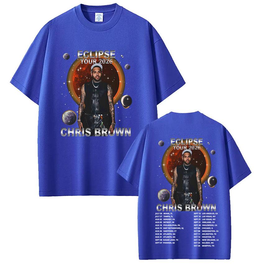 Rapper Chris Brown Eclipse Tour 2026 Concert Tshirt Fan gifts Unisex Women Fashion Hip Hop TShirt Cotton Casual Oversized Tshirts