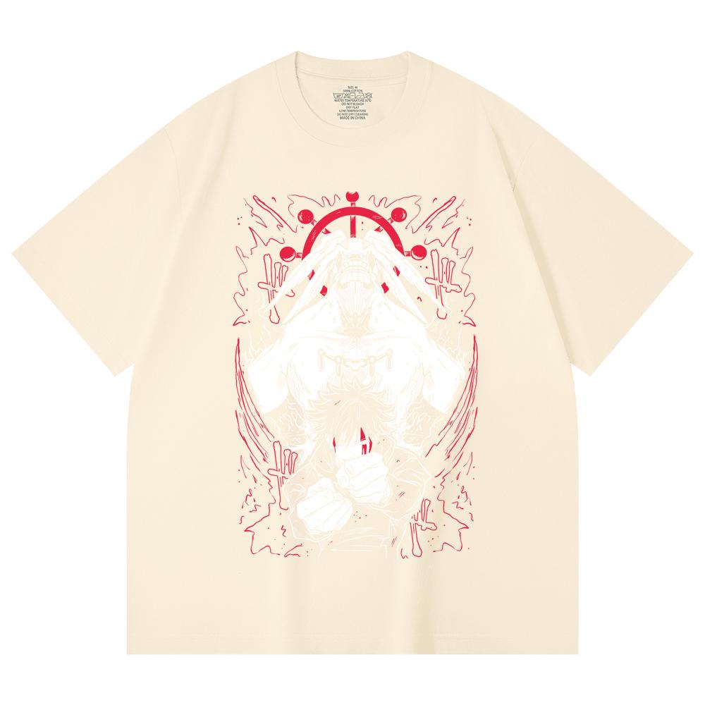 

230 Gsm 100% Cotton Jujutsu Kaisen V18 Mahoraga Print Unisex Heavy Cotton T Shirt XS абрикосовый
