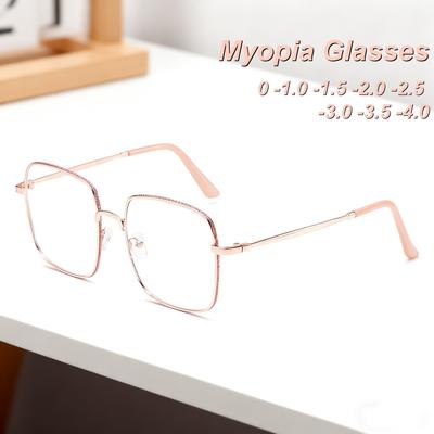 New Fashion HD Square Frame Womens Myopia Glasses Ultra Light Neutral Elegant Luxury Anti Blue Light Glasses