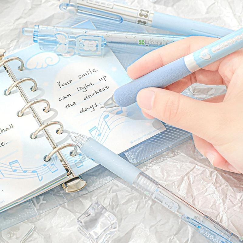 4PCS Ergonomic Handle Gel Inks Pen Refillable Retractable Gel Pen with Plastic Clip 0.5MM Black Inks for Office School
