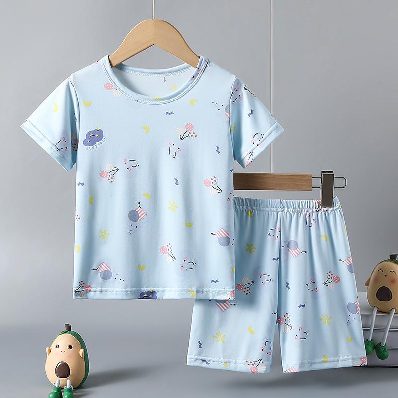 2-Piece Children's Summer Cute Cartoon Printed Short-Sleeved Shorts Set for Boys and Girls Casual and Comfortable T-Shirt Shorts