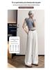 2026 Spring/Summer Women's High-Waisted Wide-Leg White Pants - Casual, Slimming, Lazy Style
