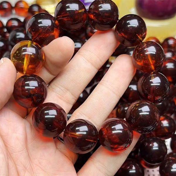 Blood Amber Bracelet: High-End Unisex Second Generation with Full Blood Honey Amber