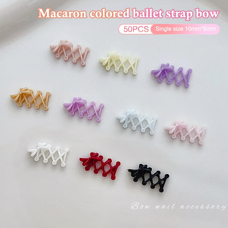 

50Pcs Mini Macaron Color Bows Nail Art Decorations 3D Sweet Minimalist Ties Resin Nail Charms For DIY Earring Nail Supplies