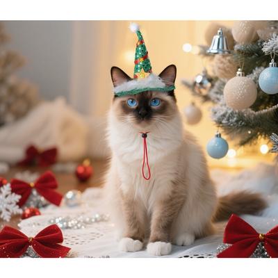 Popular Christmas Green Pentagram Felt Christmas Hat, Cat Dog Christmas Hat